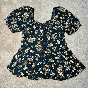 City Chic Corset Style Peplum Blouse, Black/Gold, EUC, Sz 16